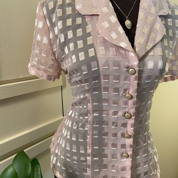 Vintage Button Up Blouse | Sheer Blouse - Picture 2 of 8